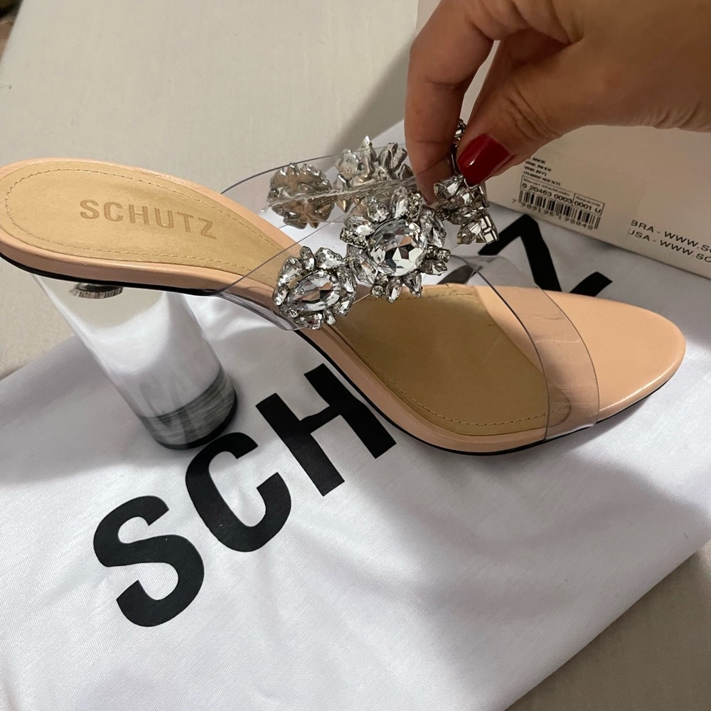 Beautiful Schultz clear slide sandal like new - Picture 1 of 8